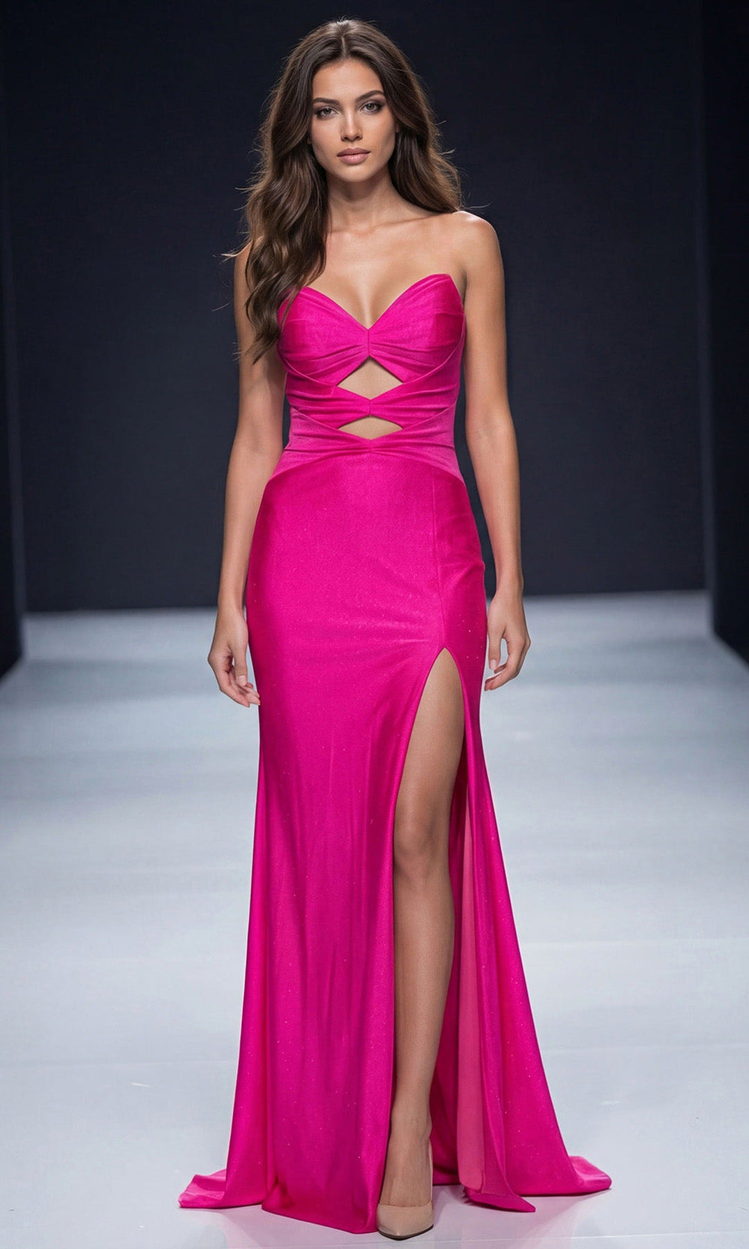 Jovani 48498 Glitter Jersey Sweetheart Cutout Prom Gown