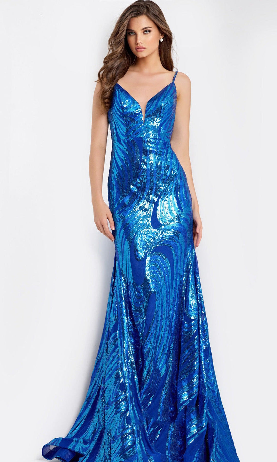 Jovani 48518 Swirl Sequin Backless Prom Dress
