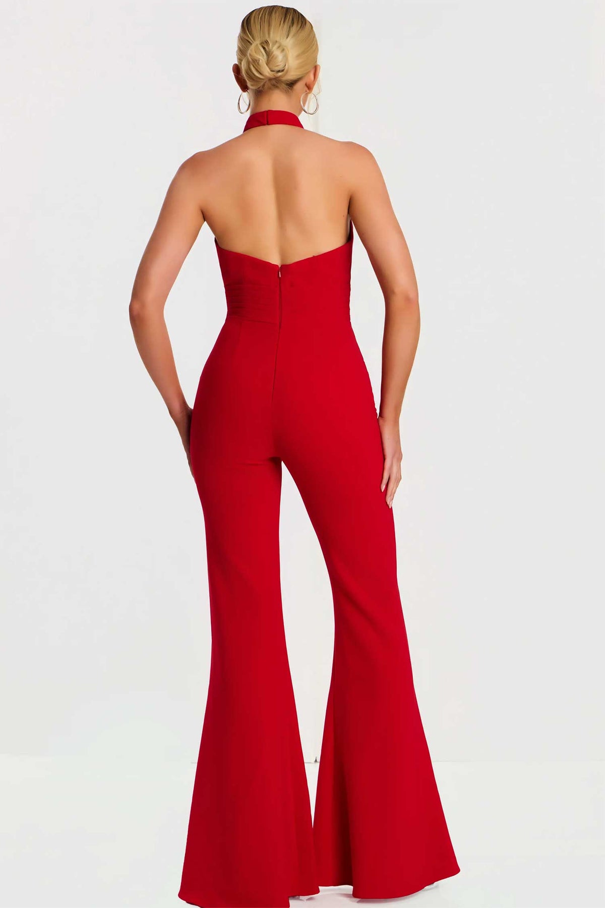 Jovani 48809 - Halter Neck Evening Jumpsuit with Pleated Waist