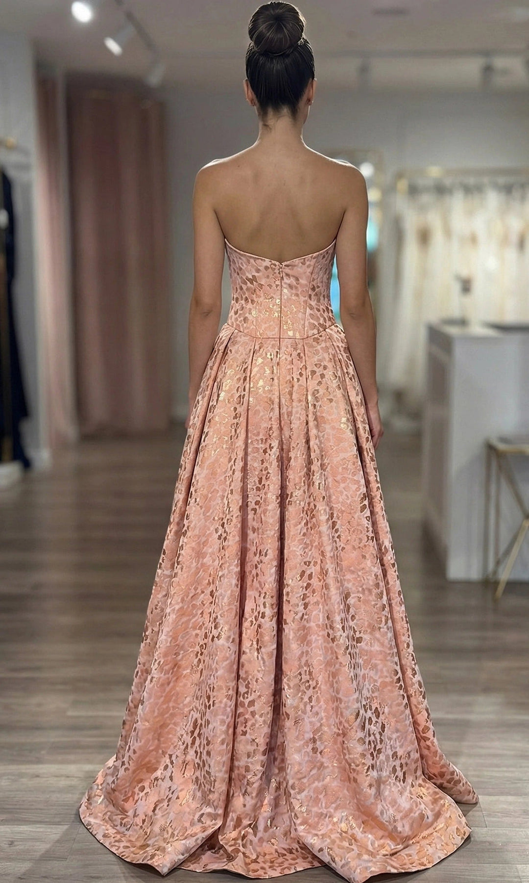 Jovani 49001 Textured Metallic Basque Ballgown