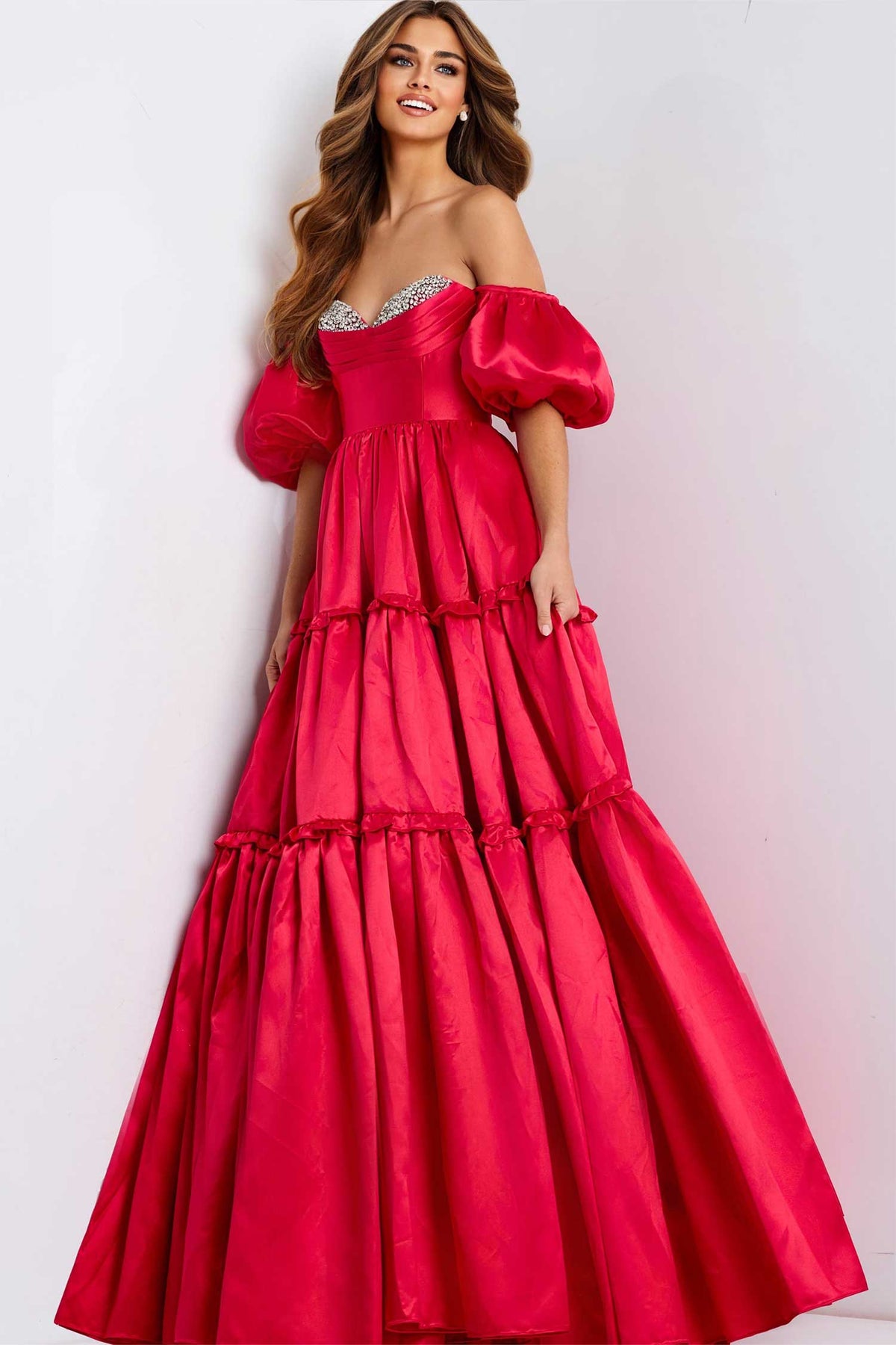Jovani 49055 - Sweetheart Jeweled Satin Ballgown