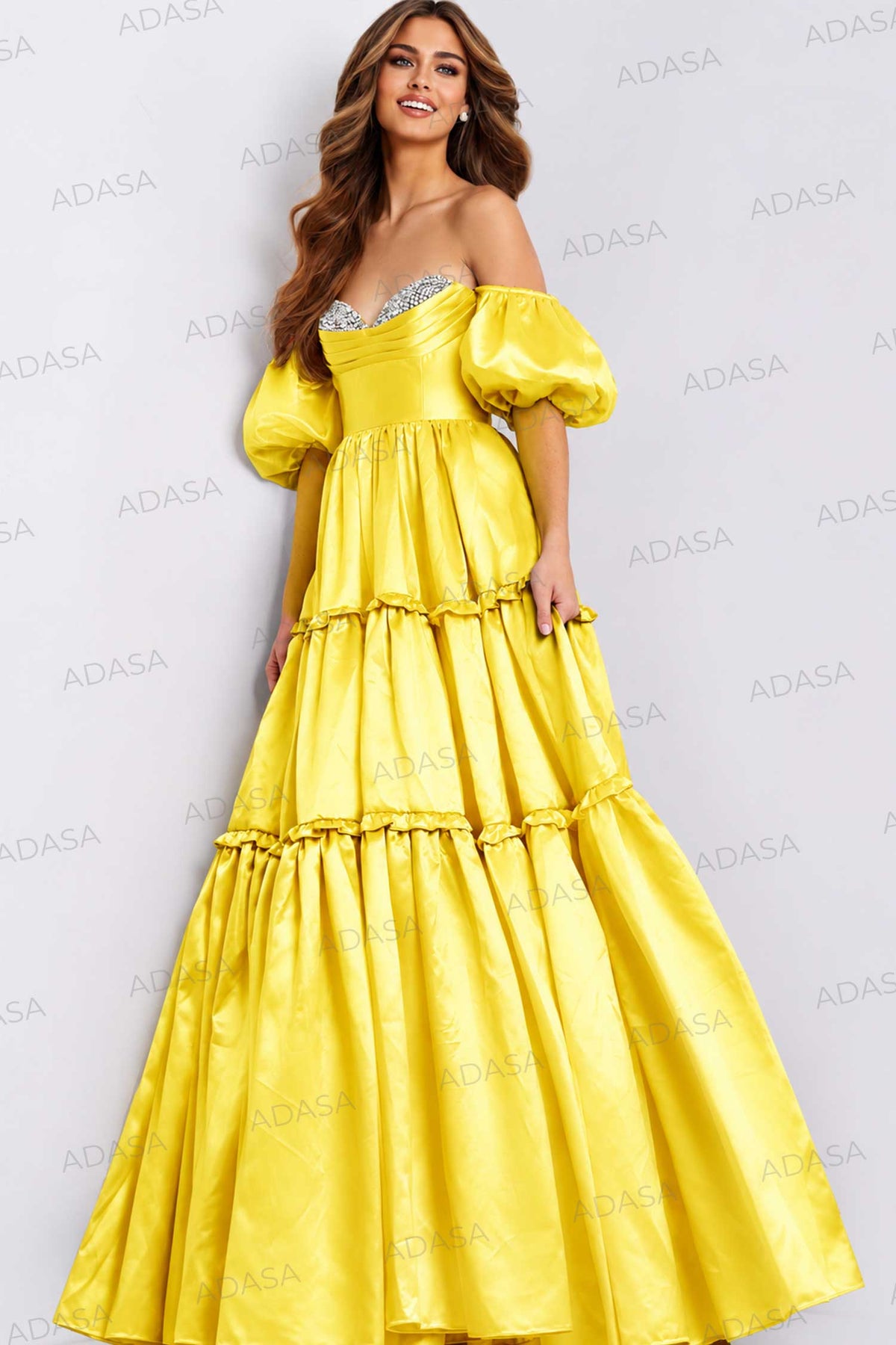 Jovani 49055 - Sweetheart Jeweled Satin Ballgown