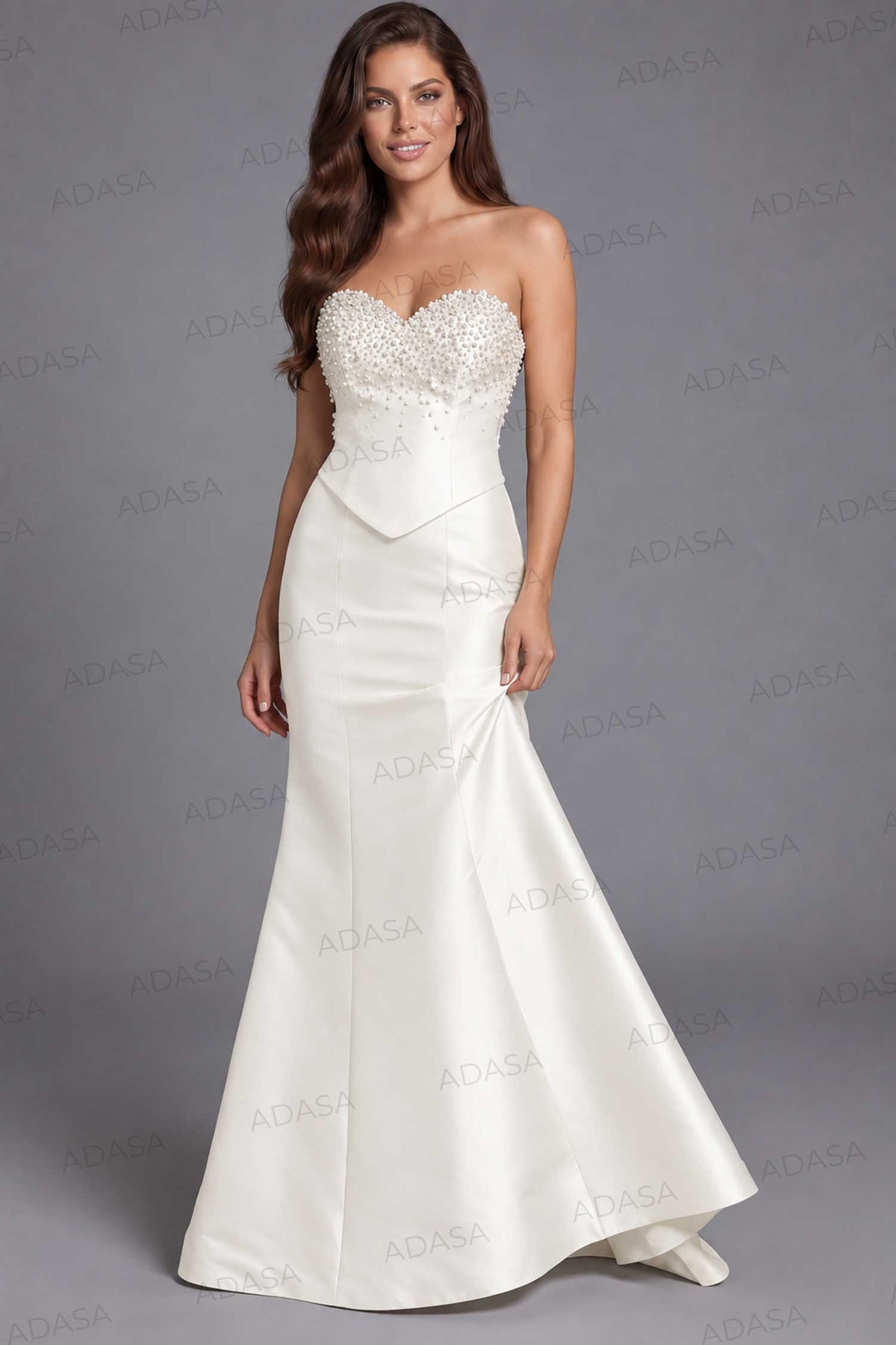 Jovani 49076 - Beaded Top Mermaid Satin Evening Gown