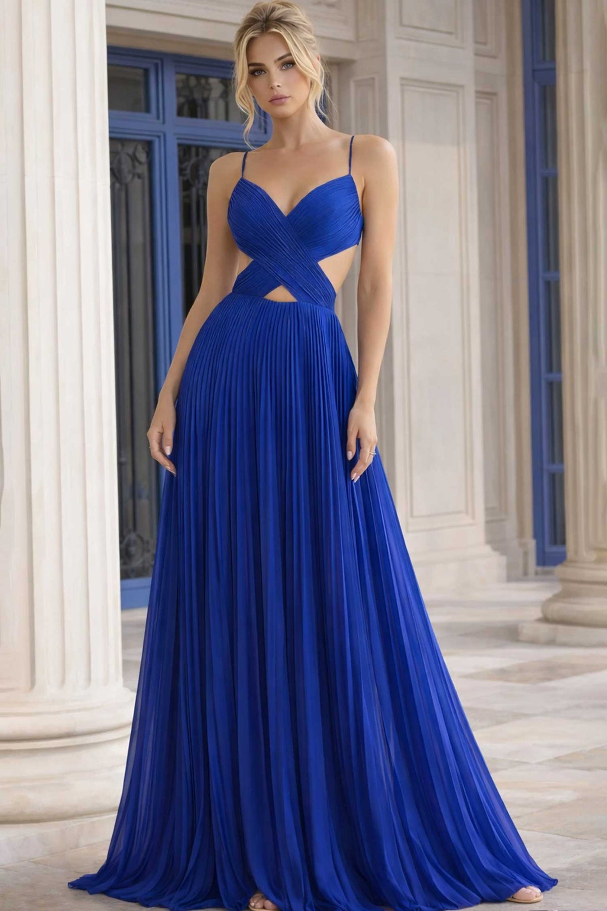jovani 49160 - cutout waist backless chiffon prom gown