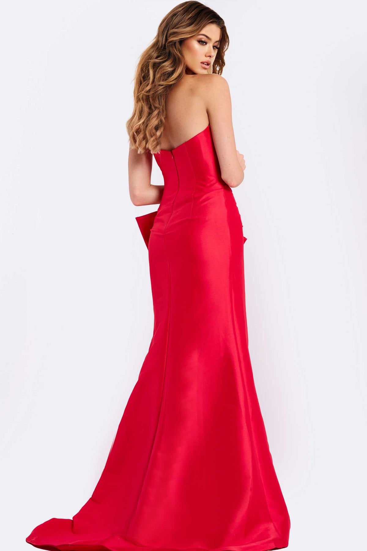 Jovani 49195 - Straight Neckline Prom Gown with Bow