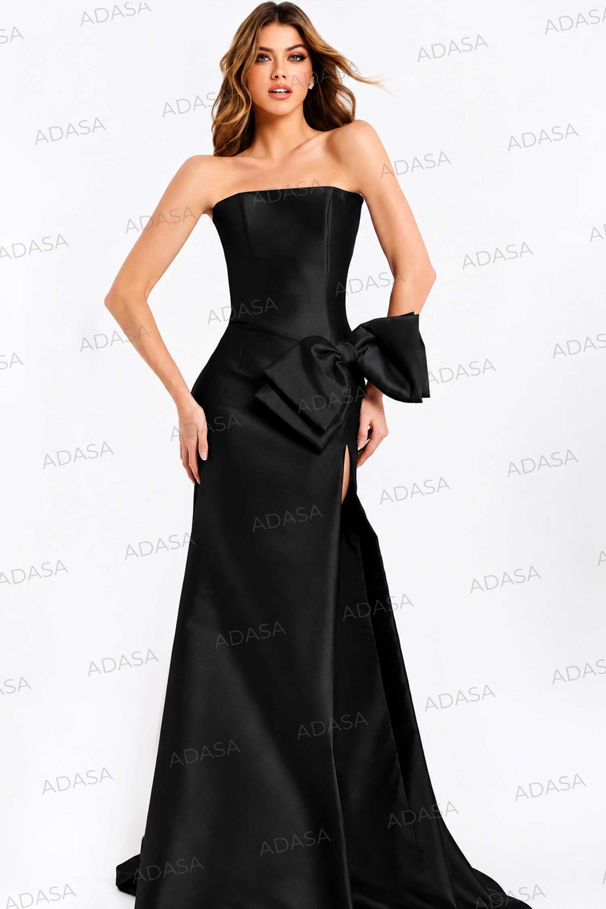 Jovani 49195 - Straight Neckline Prom Gown with Bow