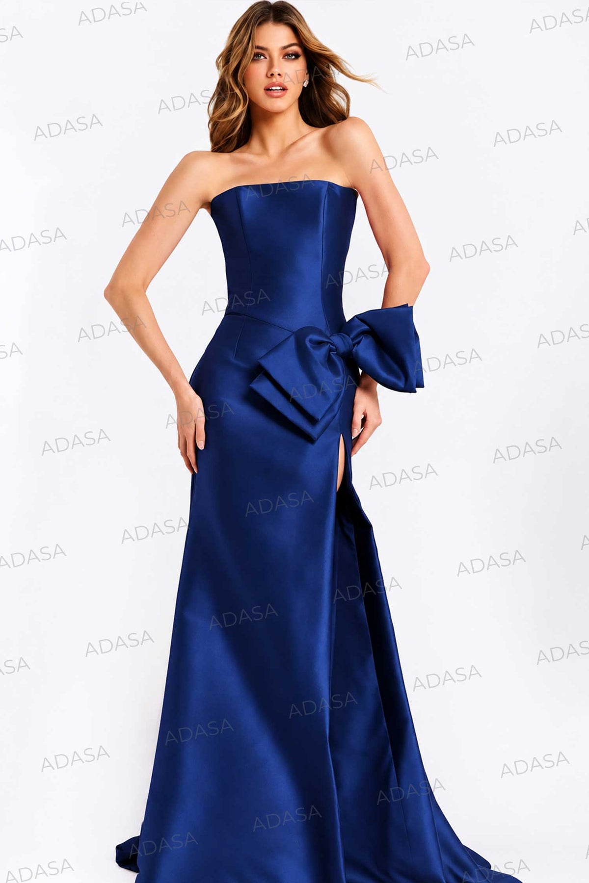 Jovani 49195 - Straight Neckline Prom Gown with Bow
