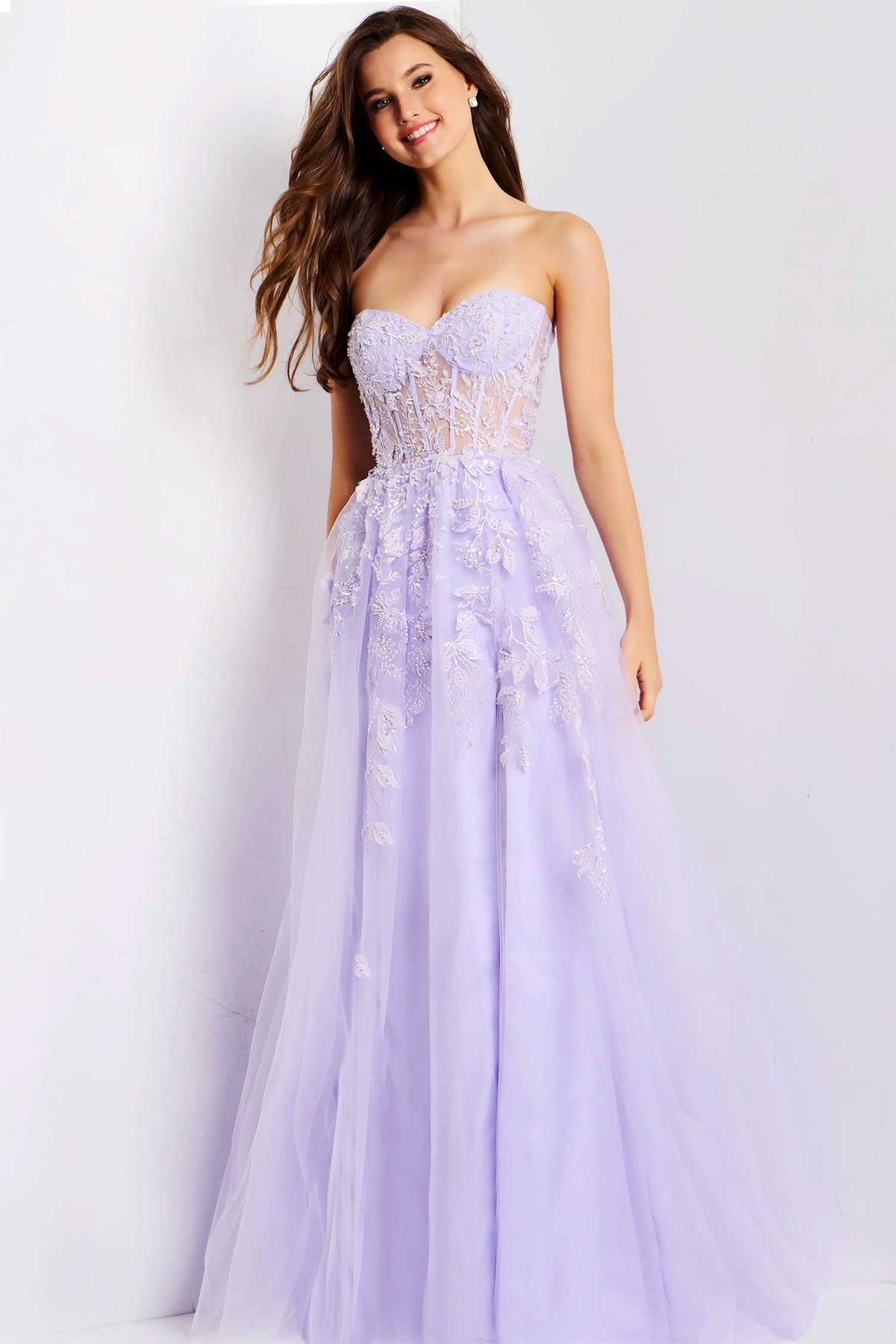 Jovani 49656 - Sweetheart A-Line Dress with Floral Embroidery