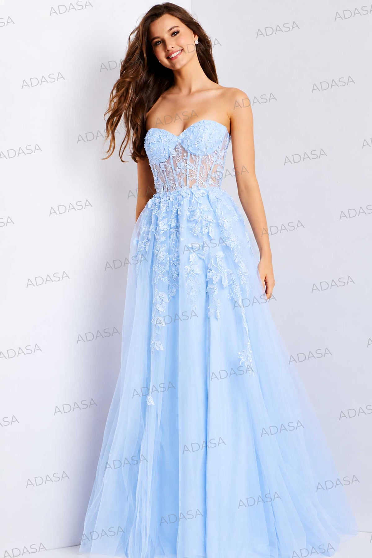 Jovani 49656 - Sweetheart A-Line Dress with Floral Embroidery