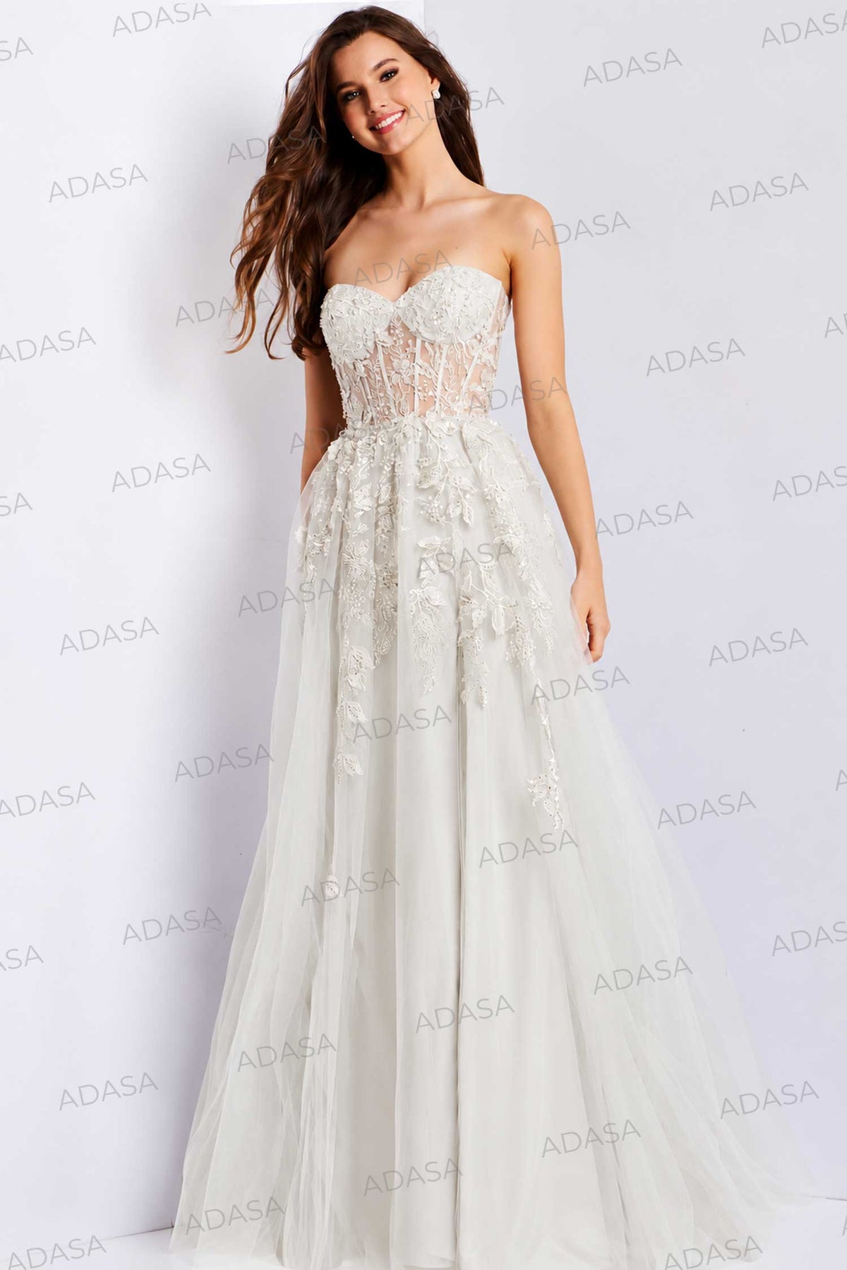 Jovani 49656 - Sweetheart A-Line Dress with Floral Embroidery