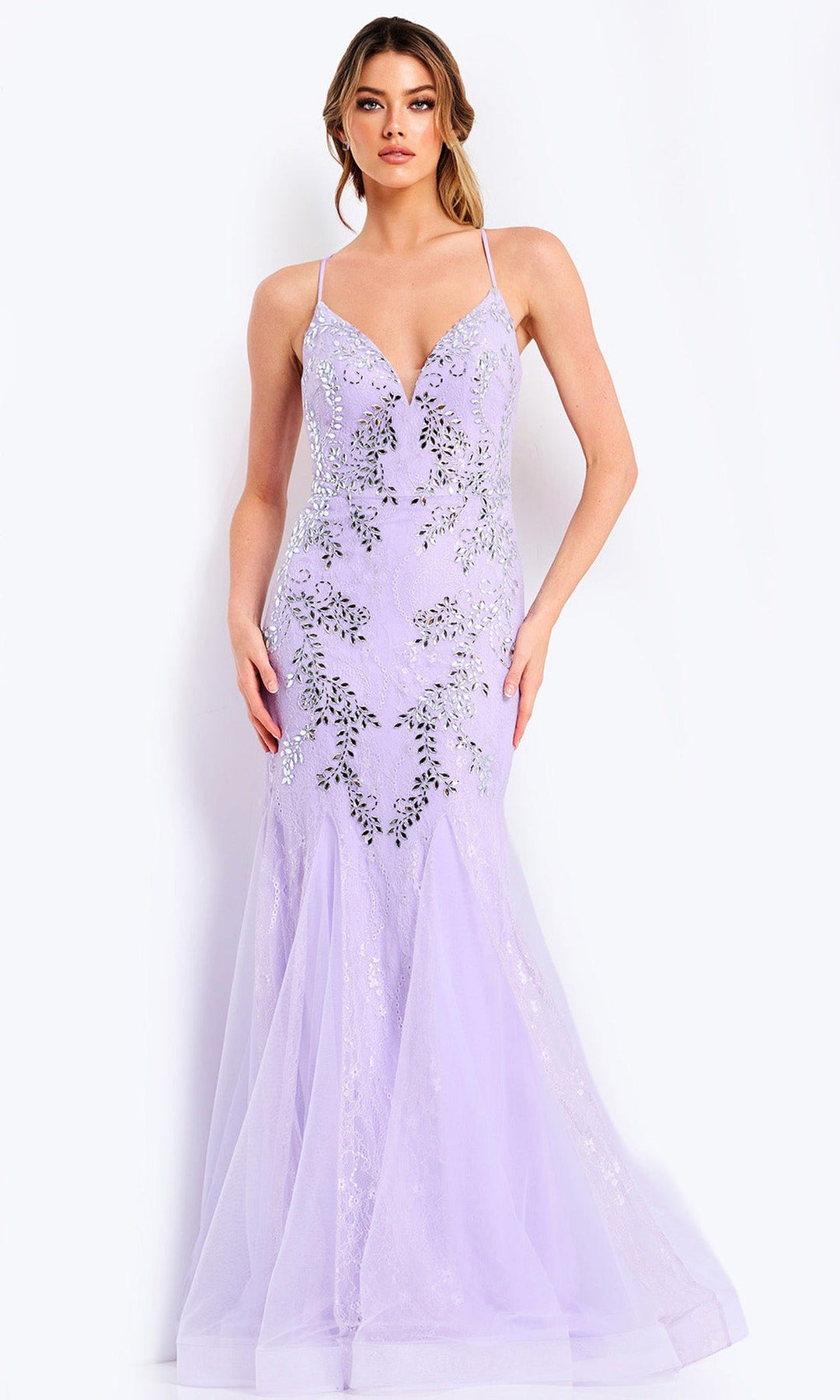 Jovani 49660 Mermaid Leaf Beaded Prom Gown
