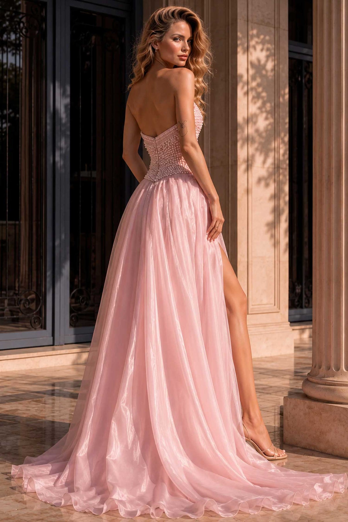 jovani 49822 - sweetheart beaded lace overskirt prom gown