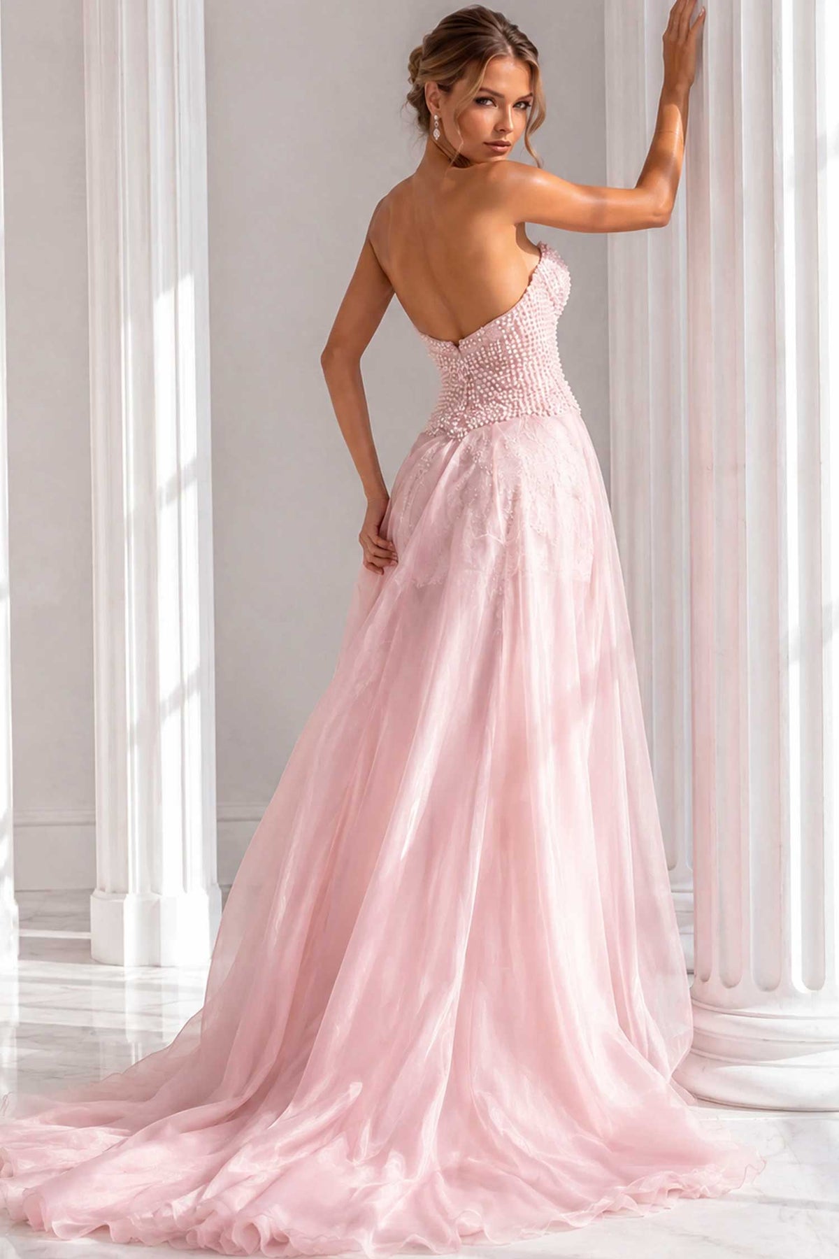 jovani 49822 - sweetheart beaded lace overskirt prom gown