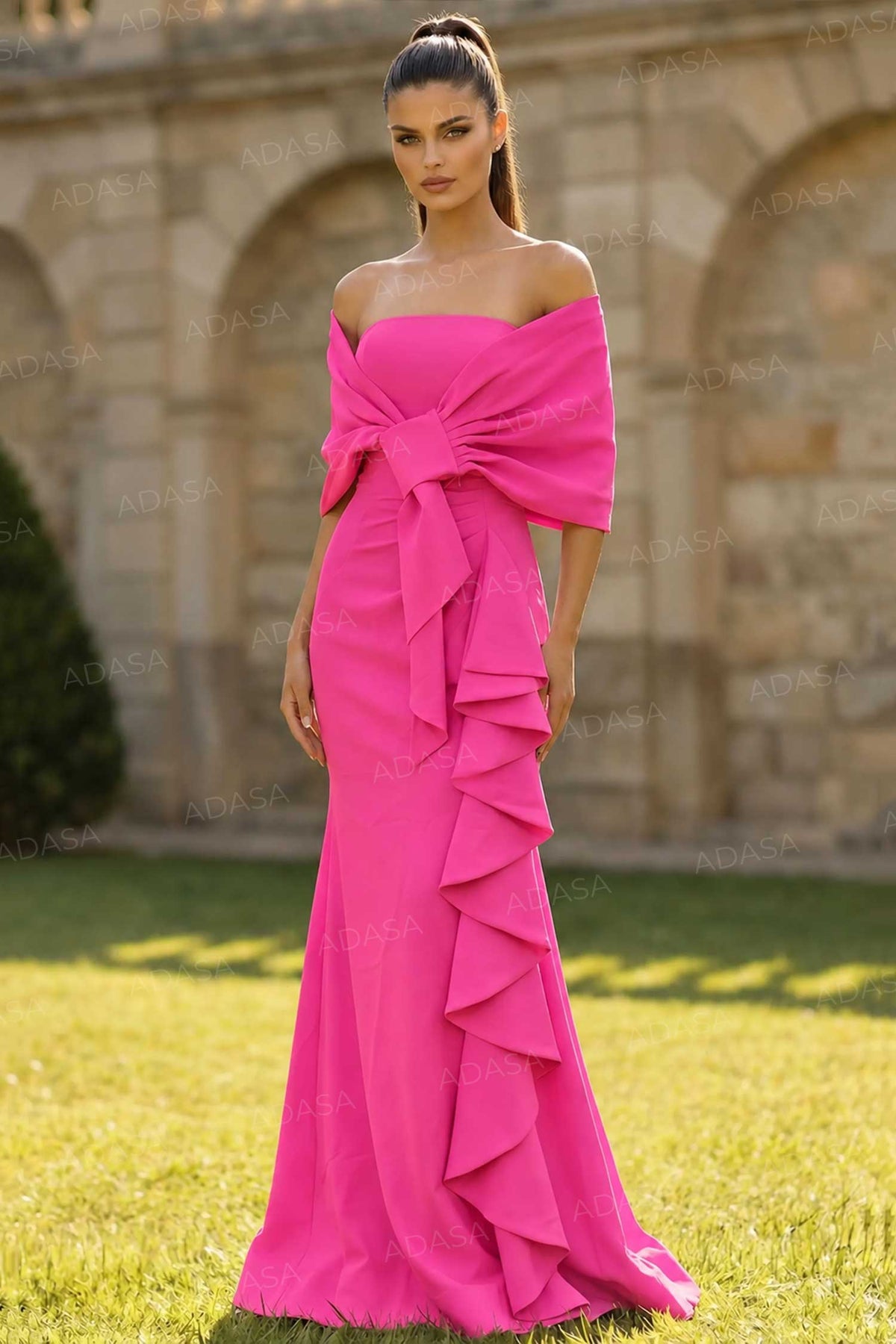 Jovani 50270 - Wrap Bodice Ruffle Evening Gown