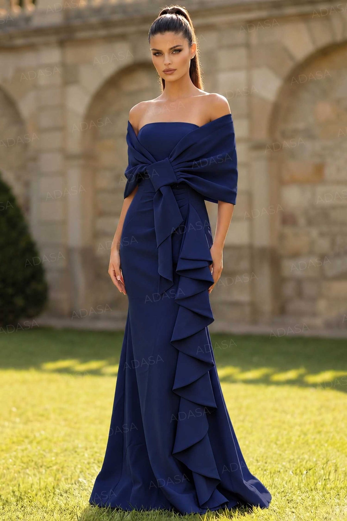 Jovani 50270 - Wrap Bodice Ruffle Evening Gown