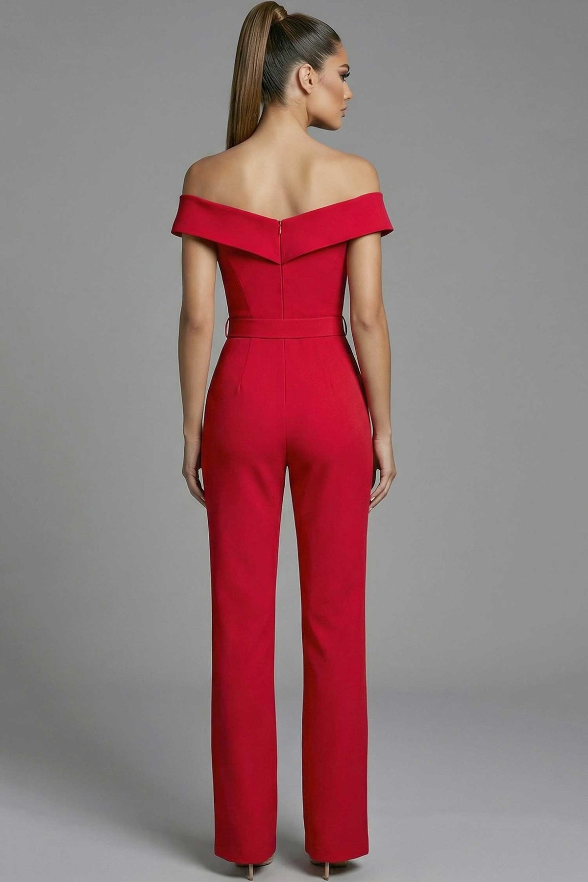 Jovani 50299 - Fold Over Neckline Fitted Jumpsuit