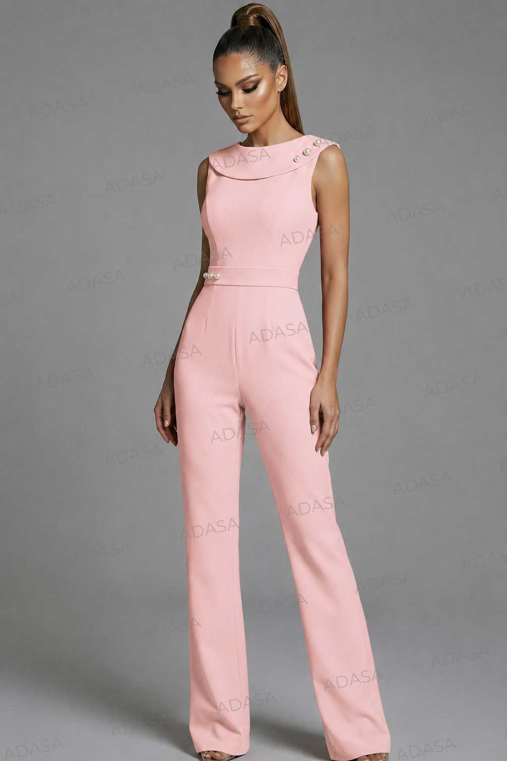 Jovani 50299 - Fold Over Neckline Fitted Jumpsuit