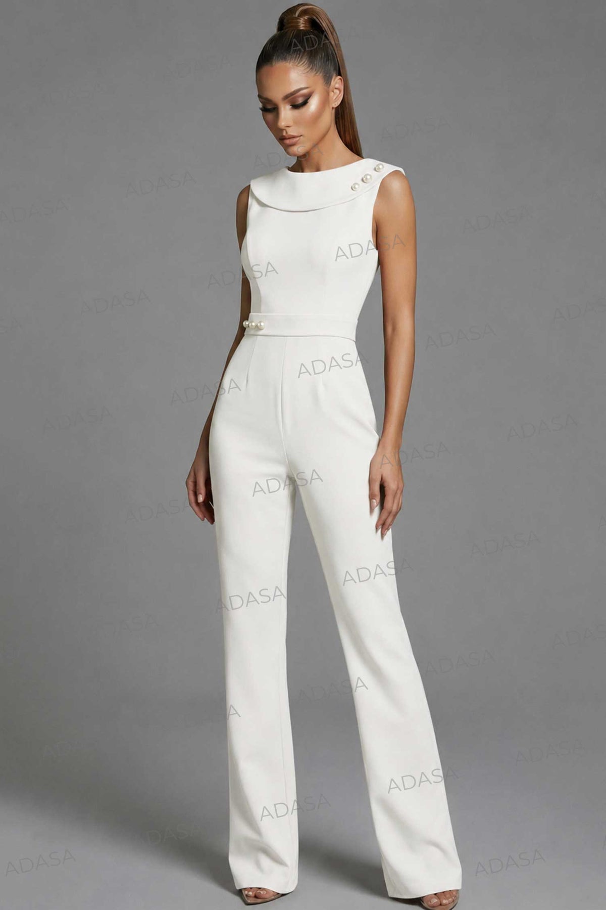 Jovani 50299 - Fold Over Neckline Fitted Jumpsuit