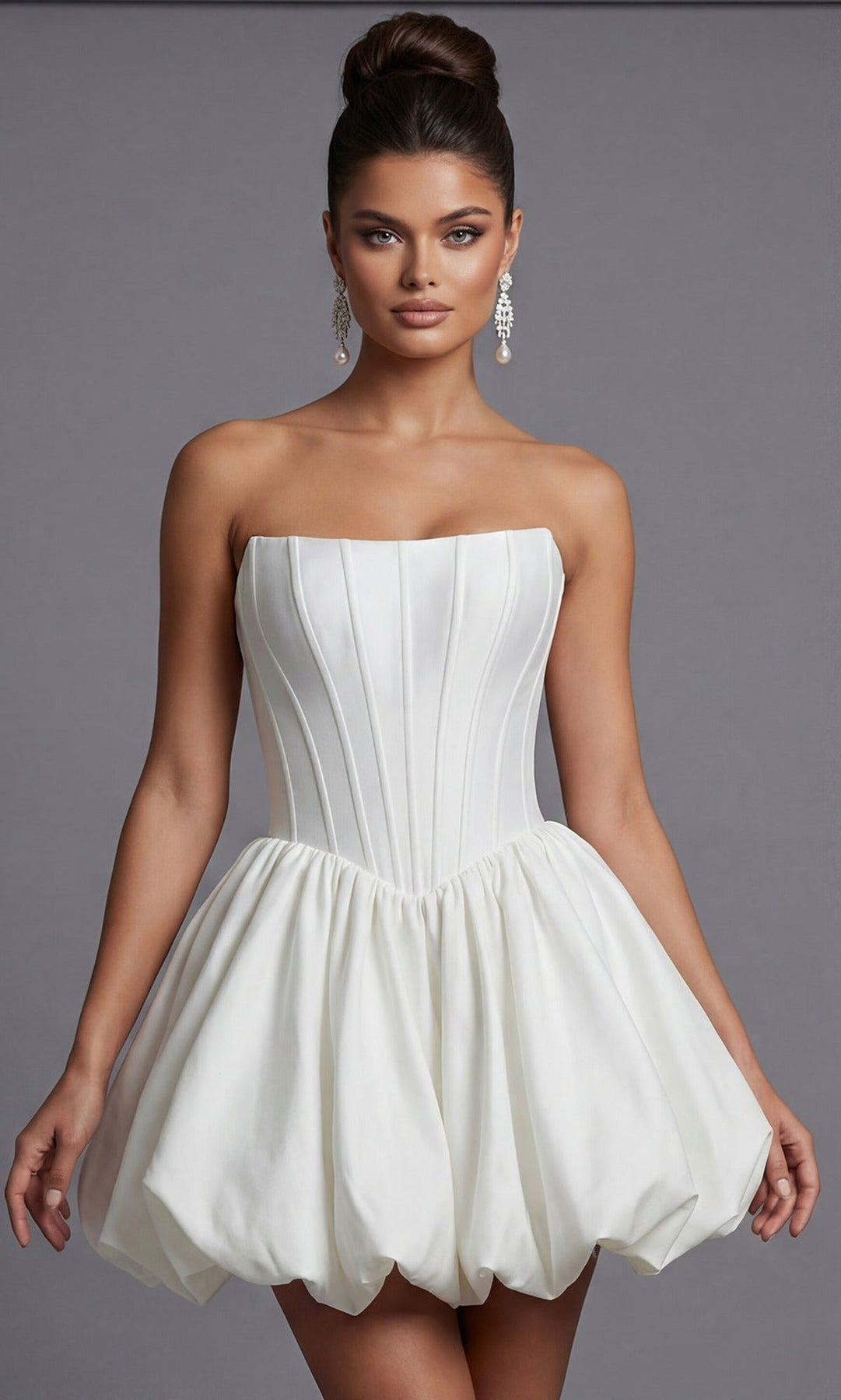 Jovani 51573 Straight Neckline Taffeta Dress with Bubble Hem