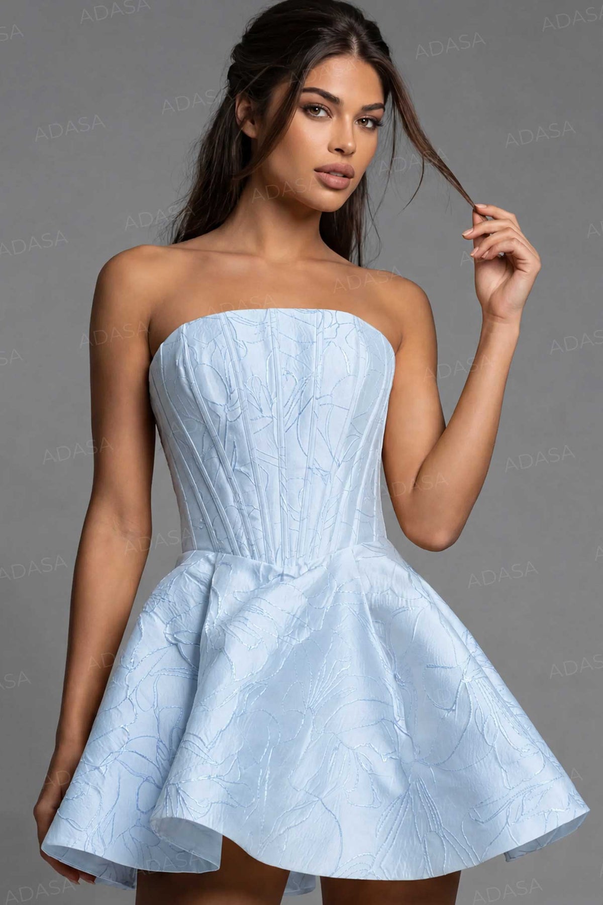 Jovani 51709 - Fit and Flare Brocade Strapless Dress
