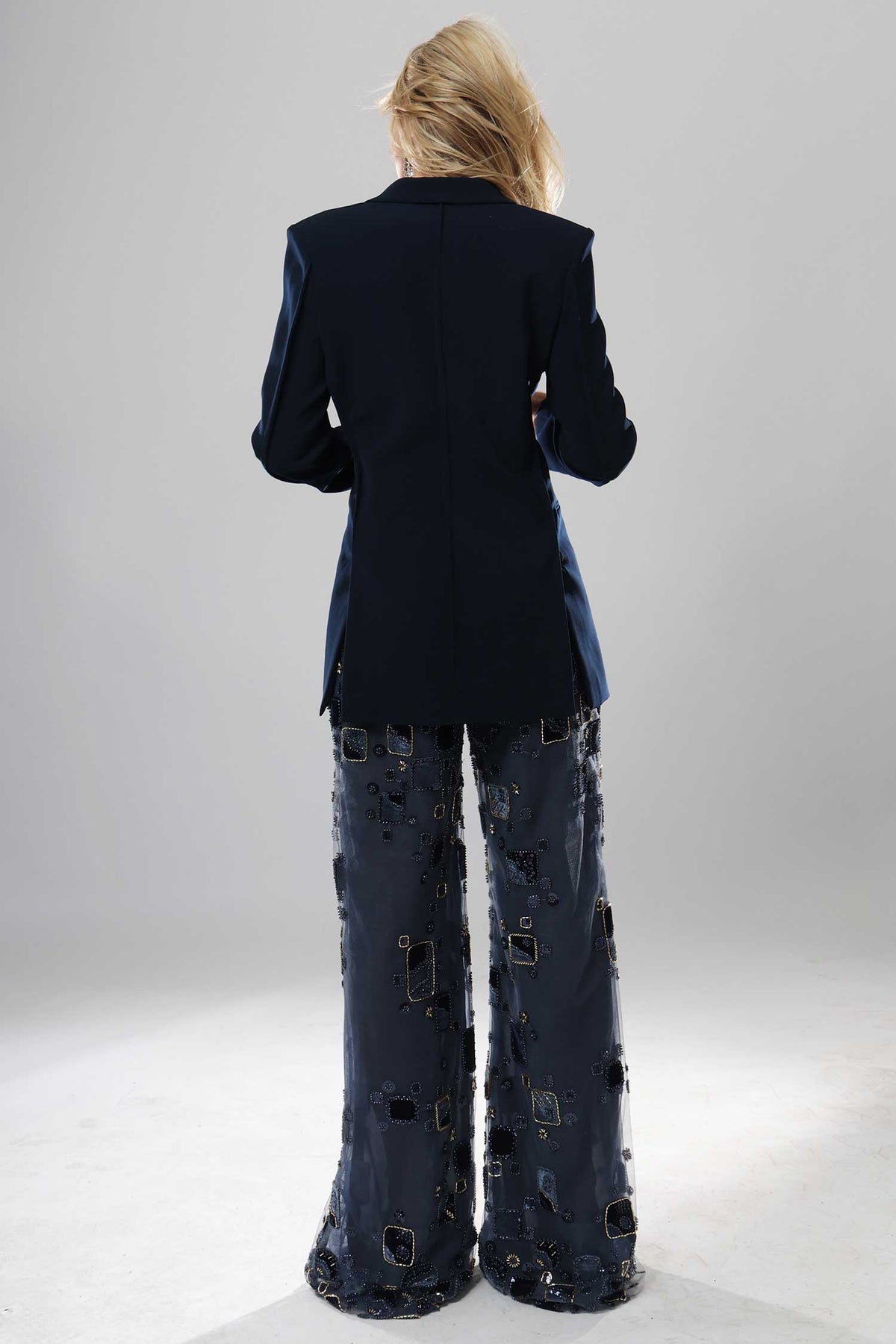 jovani 52096 - gold button blazer embellished pantsuit