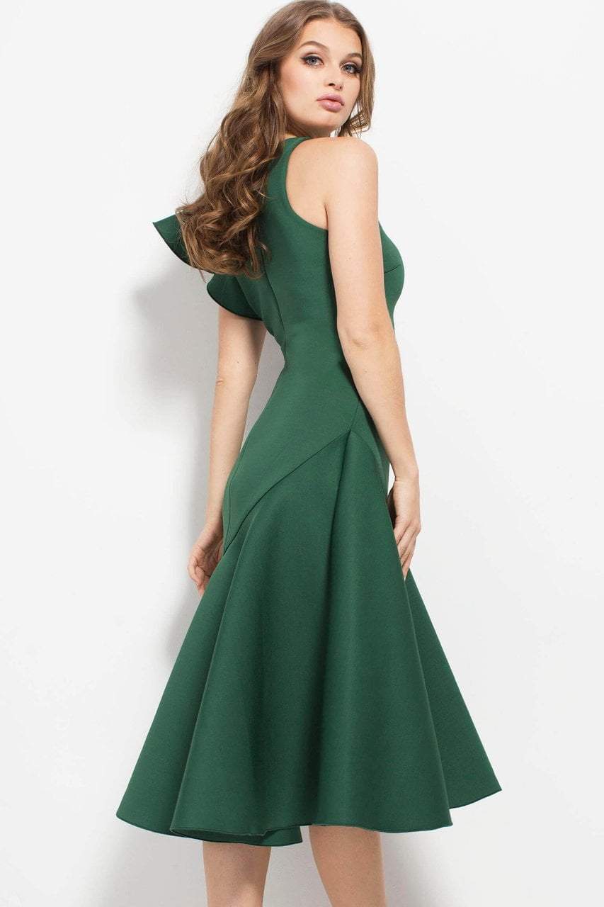 Jovani - 52252 Ruffled Shoulder Short Formal Scuba Dress Special Occasion Dress