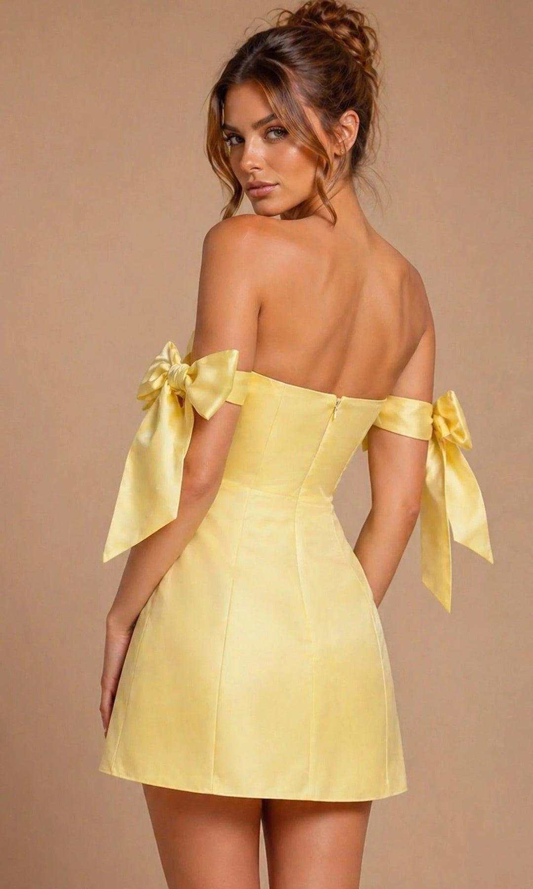 Jovani 52367 - Straight Neckline Satin Flared Dress
