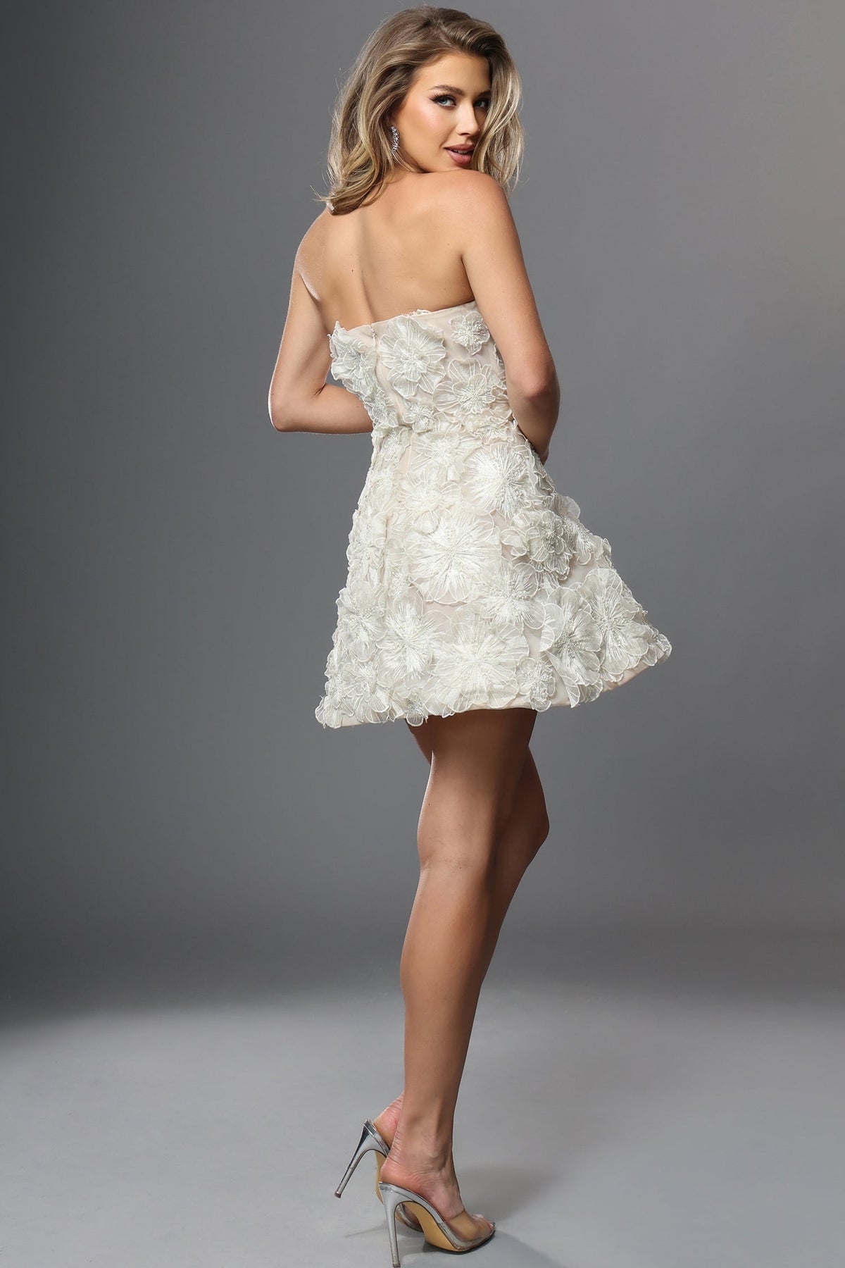 jovani 52558 - allover floral strapless a-line cocktail dress