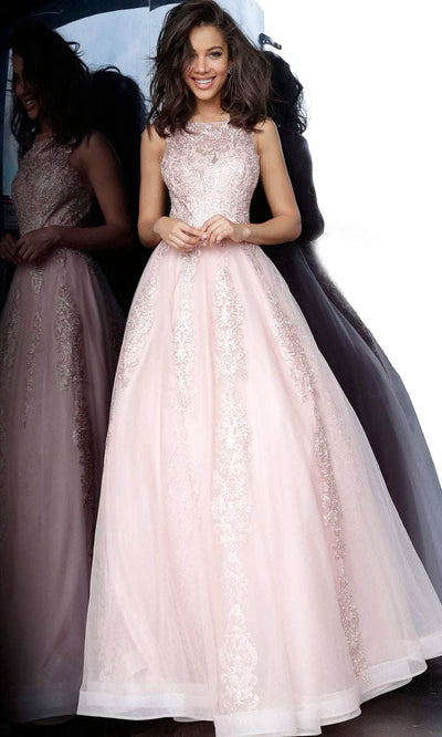 Jovani 59046 - Embroidered A-Line Prom Dress Prom Dresses 00 / Blush