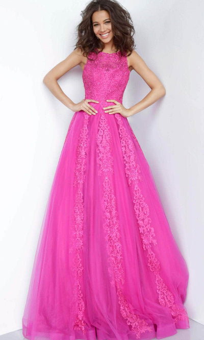 Jovani 59046 - Embroidered A-Line Prom Dress Prom Dresses 00 / Fuchsia