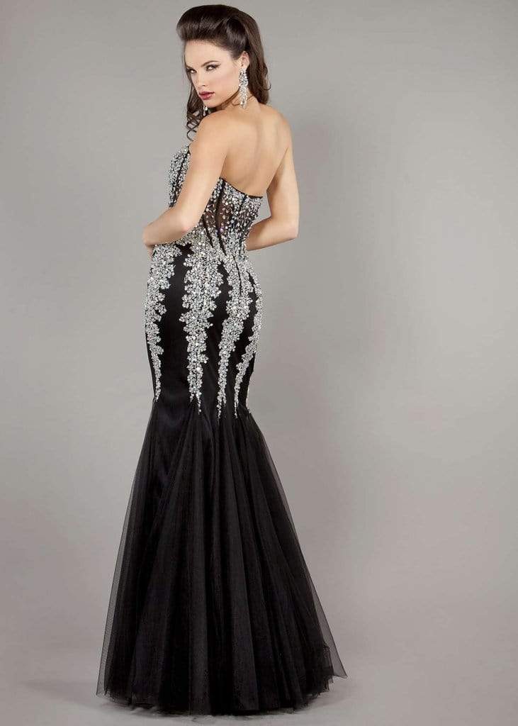 Jovani 5908 Strapless Sweetheart Corset Illusion Bodice Mermaid Gown Pageant Dresses