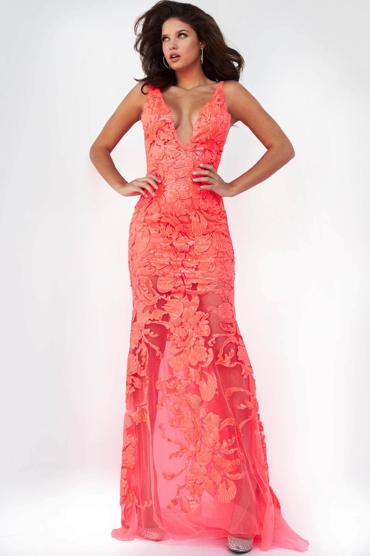 Jovani 60283 - Floral Applique Prom Gown Evening Dresses
