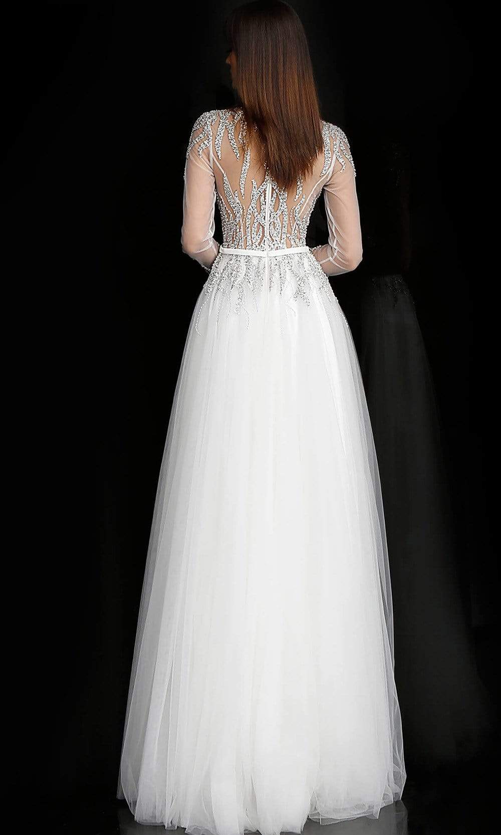 Jovani - 60325 Embellished Plunging V Neck A-line Gown Wedding Dresses