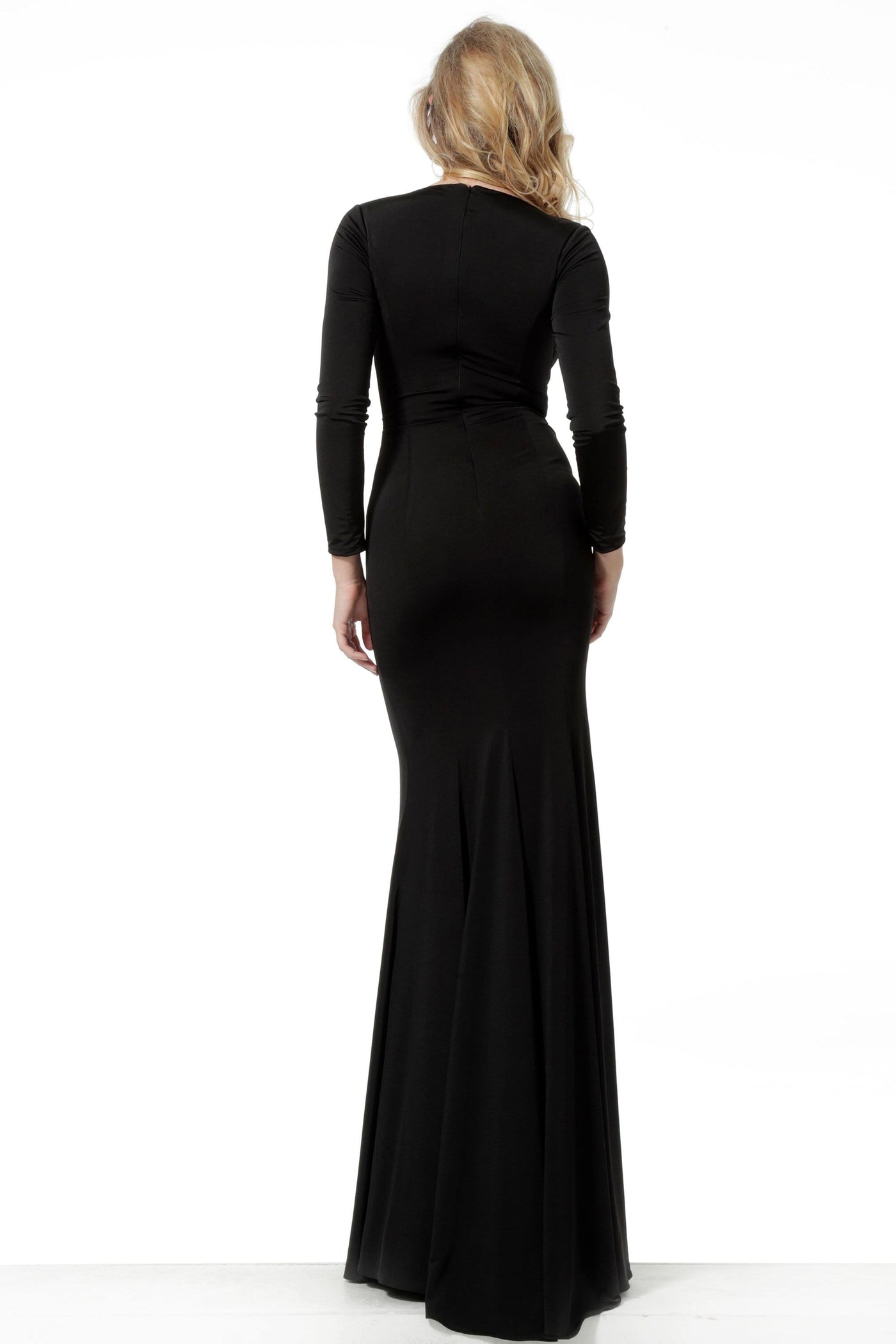 Jovani - 64983 Plunging Neckline Long Sleeve Fitted Dress Evening Dresses