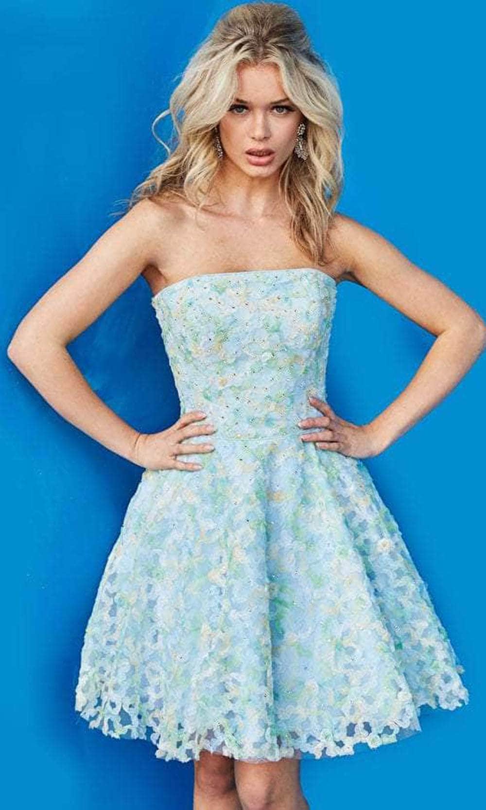 Jovani 7965 - Floral Strapless Cocktail Dress Special Occasion Dress