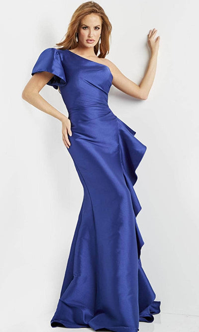 Jovani 9201 - Asymmetrical One Sleeve Evening Dress Prom Dresses 00 / Indigo