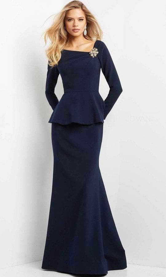 Jovani - Asymmetric Trumpet Formal Gown 07131SC - 1 pc Champagne In Size 18 Available CCSALE 18 / Champagne