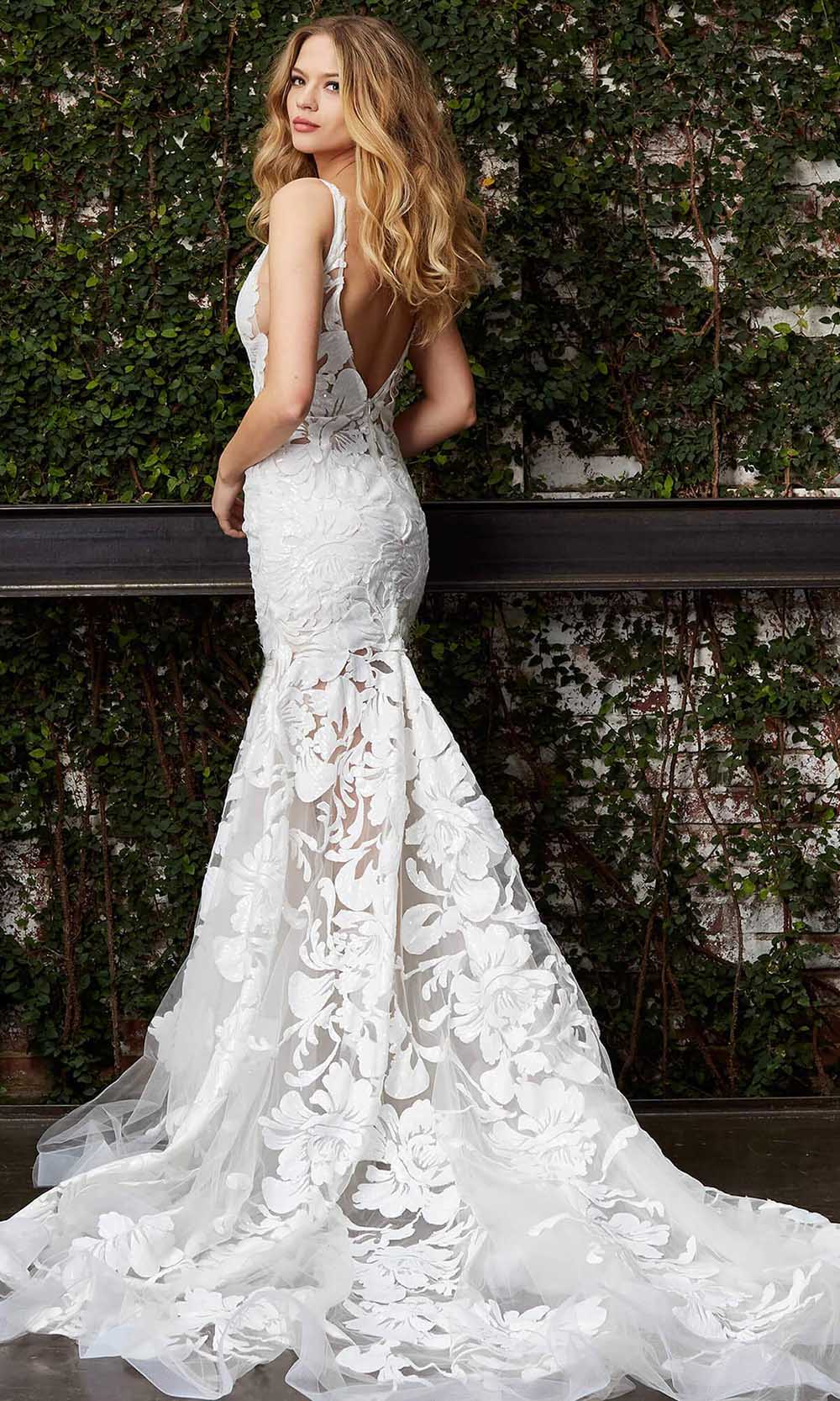jovani lace wedding dress Ivory Off the Shoulder Lace Bridal Dress JB42295