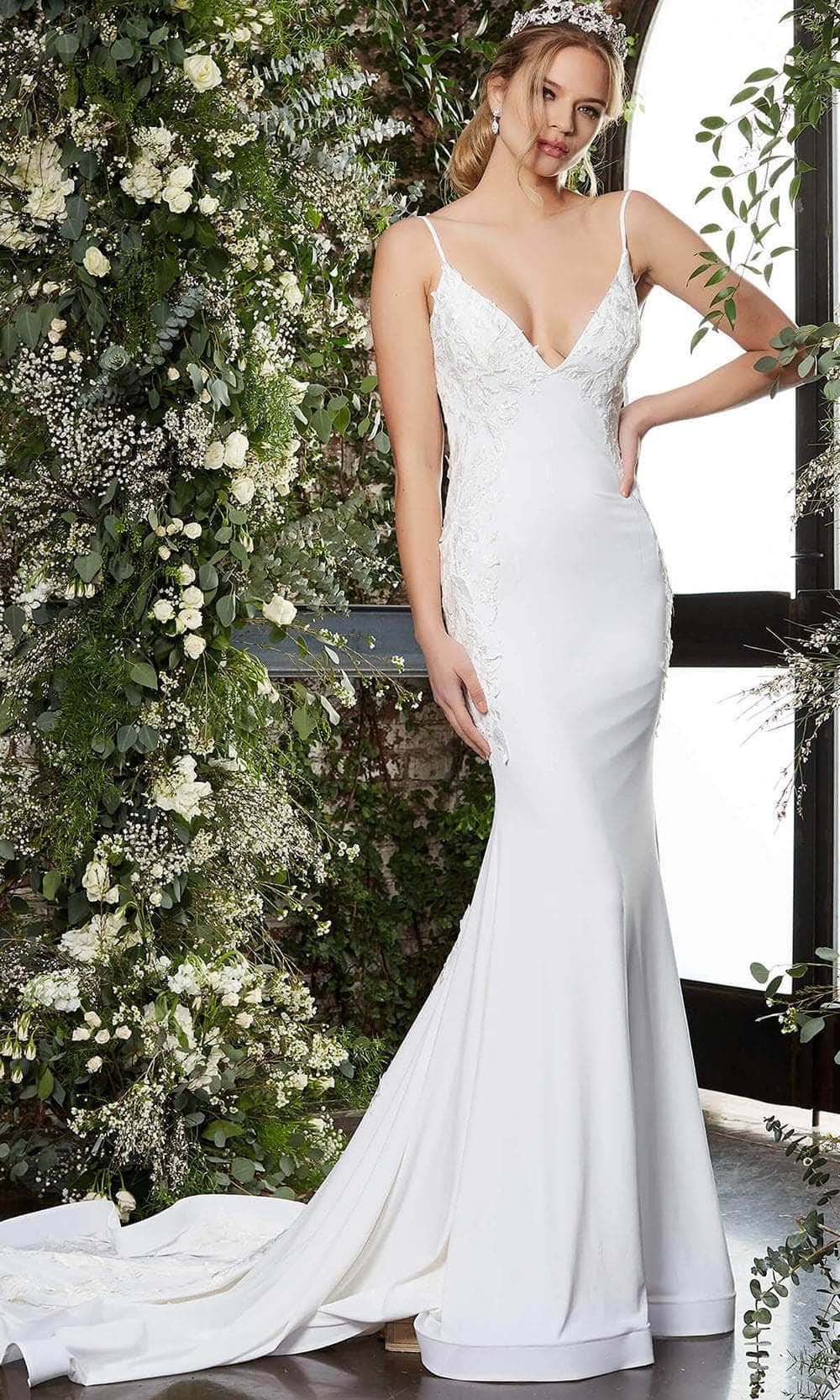 Jovani Bridal JB06667 - Applique Mermaid Bridal Gown Bridal Dresses 00 / Off-White