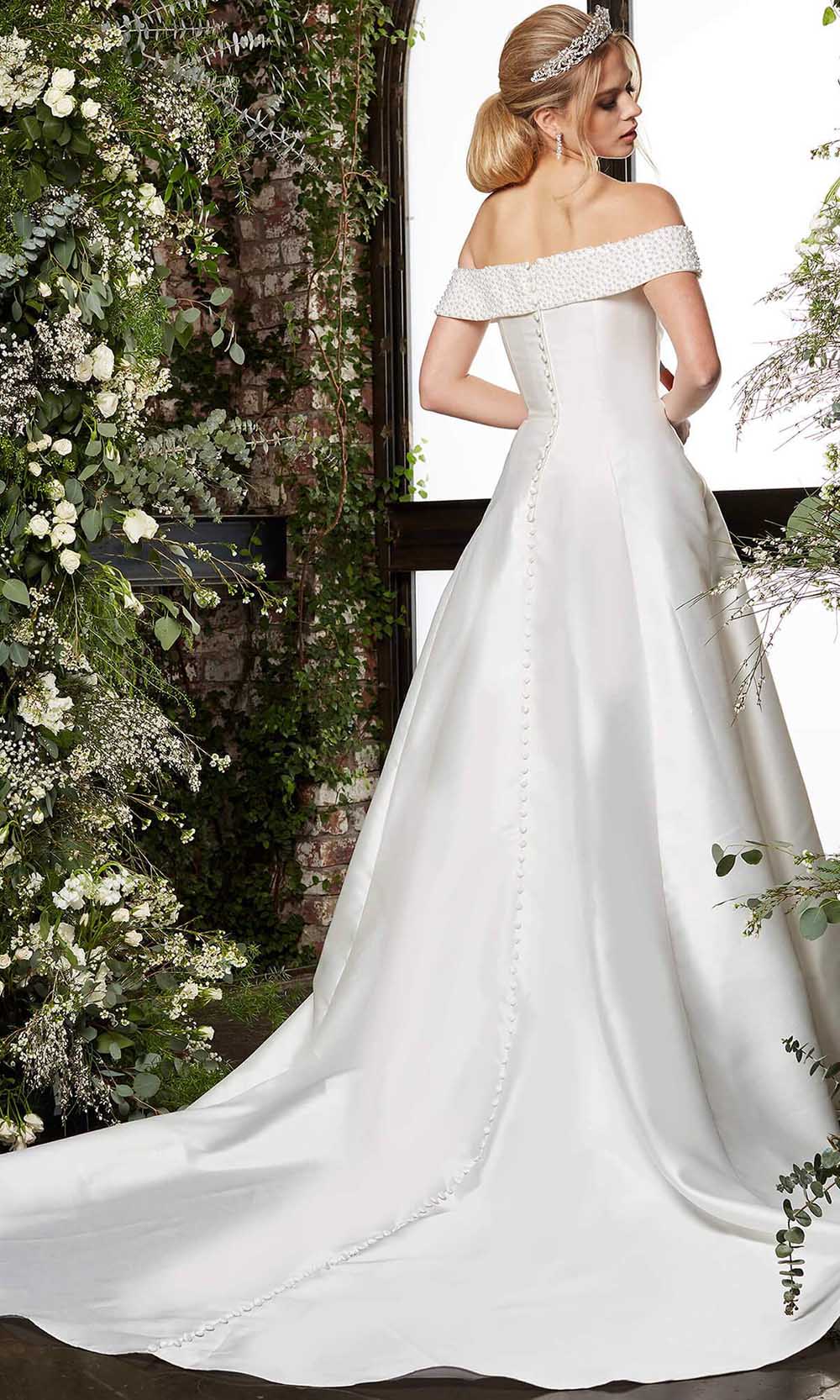 Jovani Bridal - JB07134 Beaded Off Shoulder A-Line Bridal Gown Bridal Dresses