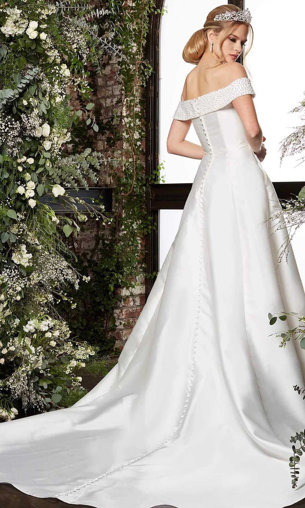 Jovani Bridal - JB07134 Beaded Off Shoulder A-Line Bridal Gown Bridal Dresses