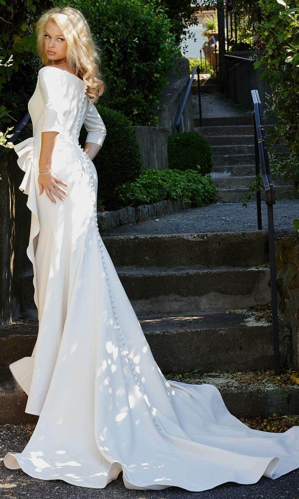 Jovani Bridal JB07456 - Quarter Sleeve Draped Bridal Gown Bridal Dresses