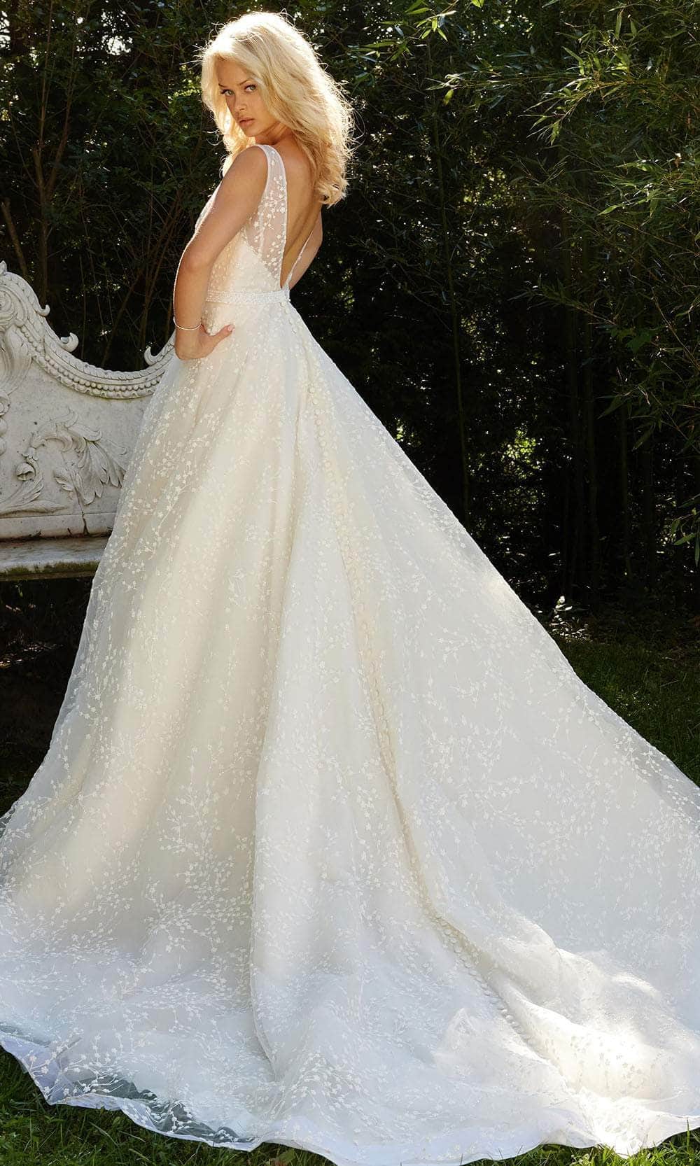 Jovani Bridal JB09491 - V-Neck Belted Waist Bridal Gown Bridal Dresses
