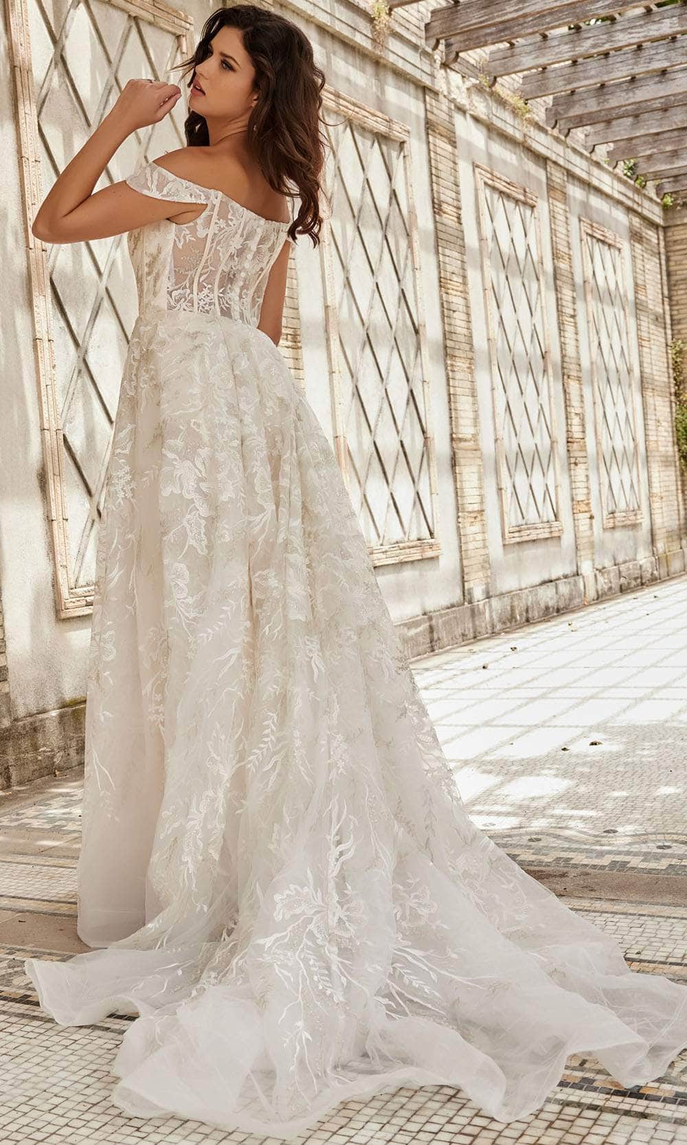 Jovani Bridal JB220001 - Embroidered Off Shoulder Bridal Gown Bridal Dresses