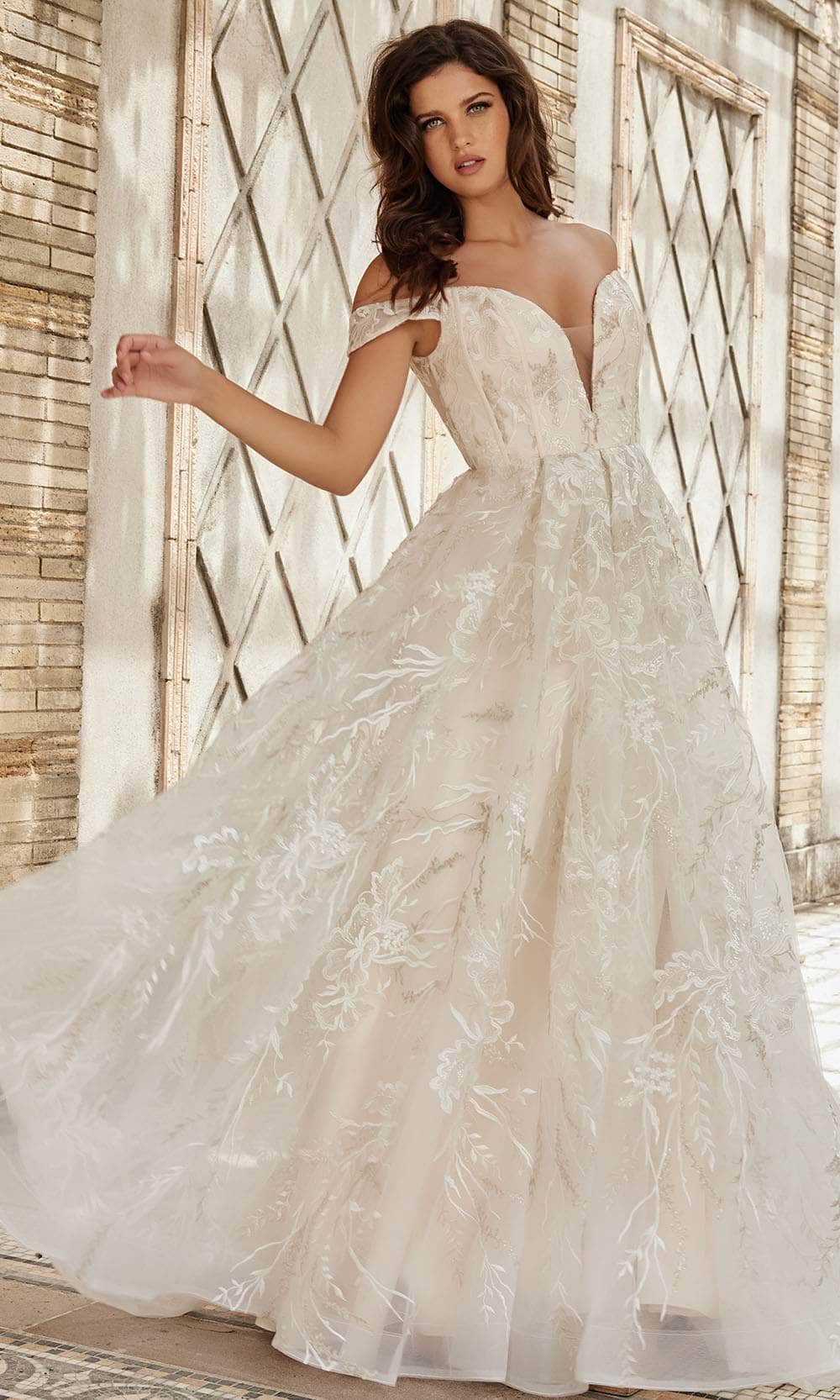 Jovani Bridal JB220001 - Embroidered Off Shoulder Bridal Gown Bridal Dresses