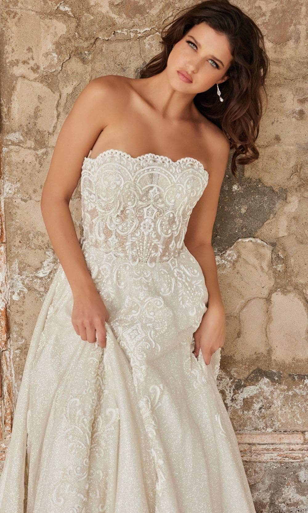 Jovani Bridal JB24563 - Scalloped Neck Strapless Bridal Gown Bridal Dresses