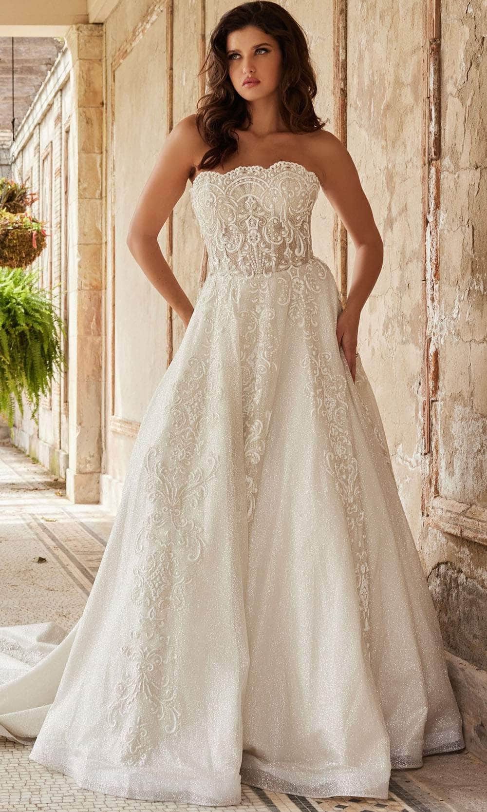 Jovani Bridal JB24563 - Scalloped Neck Strapless Bridal Gown Bridal Dresses