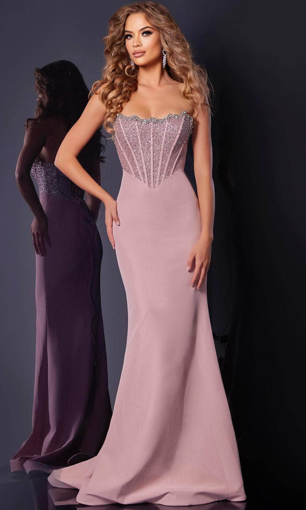 Jovani D5310 - Strapless Lace-Up Tie Prom Gown Prom Dresses