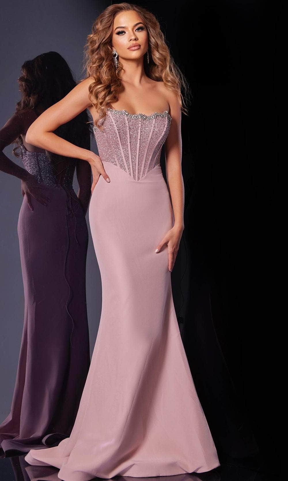 Jovani D5310 - Strapless Lace-Up Tie Prom Gown Prom Dresses