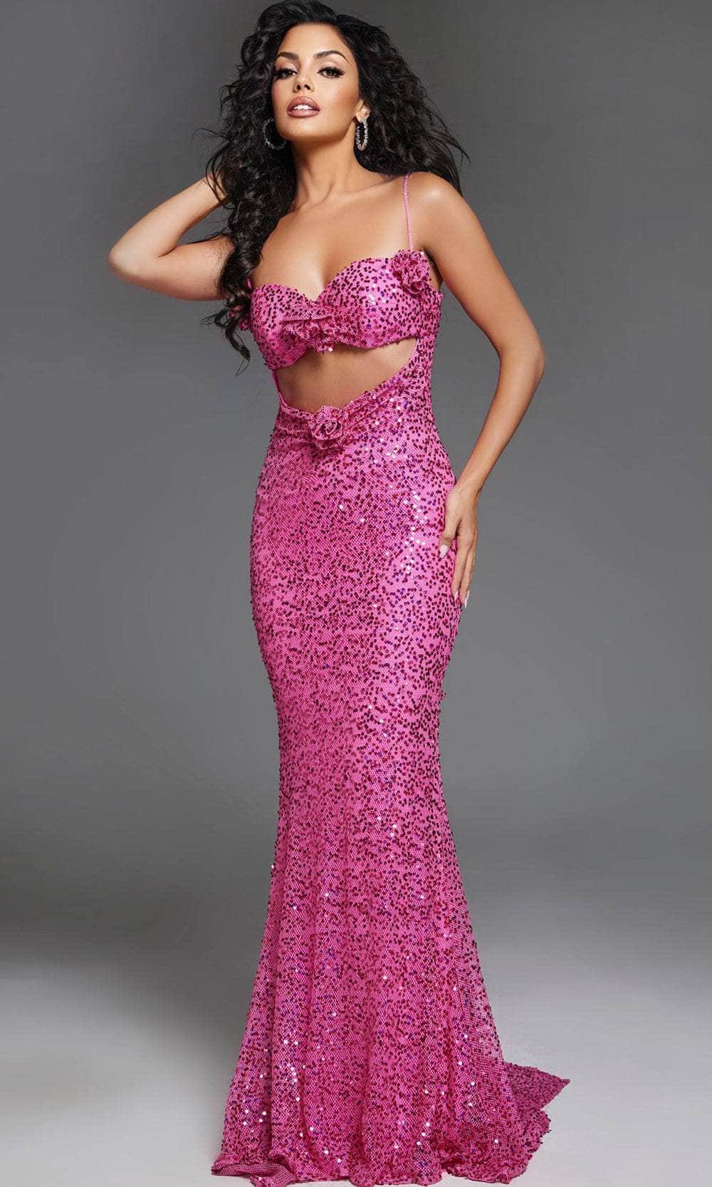 Jovani D5403 - Rosette Detail Mermaid Prom Gown Special Occasion Dress